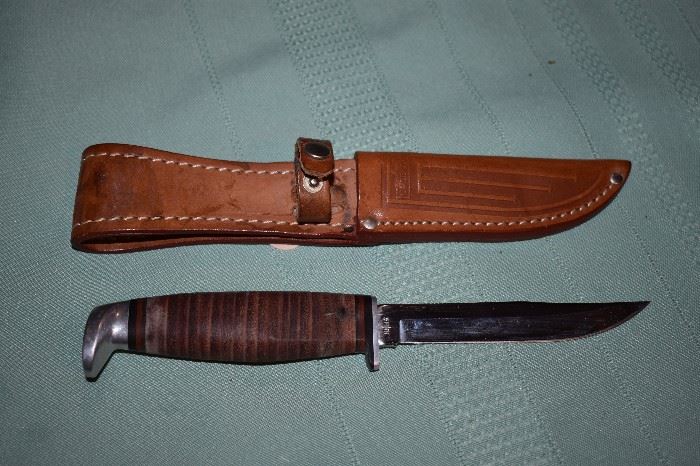 Vintage "CASE" XX 3 FINN SSP Fixed Blade Razor Edge Hunting Knife Leather Sheath