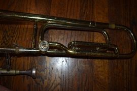CONN TROMBONE  Conn 50H Director Bass Trombone with F rotary attachment complete with Original Case. ( This is what CONN is about this instrument in 1966: Outstanding bass trombone designed especially for students. Acoustically superior. F rotor attachment. Bore size .522". Bell 8½". Length 46¼". )