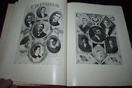 This is "The Crimson" Yearbook from the University of Kentucky dated 1899. It is in Beautiful Condition!!! I chose to put in a number of pictures of this Fascinating Book. I know there are many of you out there who are Undoubtedly related to or know of one or more of the people pictured here The pictures and drawings are Immaculate in Condition! I chose to picture the Faculty & Trustees along with each class Senior through Freshmen Liberal Arts College and the same School of Bible College. Enjoy!