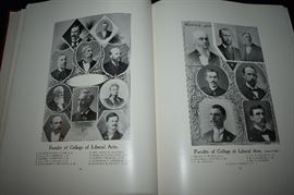 This is "The Crimson" Yearbook from the University of Kentucky dated 1899. It is in Beautiful Condition!!! I chose to put in a number of pictures of this Fascinating Book. I know there are many of you out there who are Undoubtedly related to or know of one or more of the people pictured here The pictures and drawings are Immaculate in Condition! I chose to picture the Faculty & Trustees along with each class Senior through Freshmen Liberal Arts College and the same School of Bible College. Enjoy!