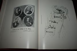 This is "The Crimson" Yearbook from the University of Kentucky dated 1899. It is in Beautiful Condition!!! I chose to put in a number of pictures of this Fascinating Book. I know there are many of you out there who are Undoubtedly related to or know of one or more of the people pictured here The pictures and drawings are Immaculate in Condition! I chose to picture the Faculty & Trustees along with each class Senior through Freshmen Liberal Arts College and the same School of Bible College. Enjoy!