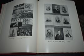 This is "The Crimson" Yearbook from the University of Kentucky dated 1899. It is in Beautiful Condition!!! I chose to put in a number of pictures of this Fascinating Book. I know there are many of you out there who are Undoubtedly related to or know of one or more of the people pictured here The pictures and drawings are Immaculate in Condition! I chose to picture the Faculty & Trustees along with each class Senior through Freshmen Liberal Arts College and the same School of Bible College. Enjoy!