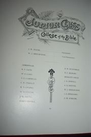 This is "The Crimson" Yearbook from the University of Kentucky dated 1899. It is in Beautiful Condition!!! I chose to put in a number of pictures of this Fascinating Book. I know there are many of you out there who are Undoubtedly related to or know of one or more of the people pictured here The pictures and drawings are Immaculate in Condition! I chose to picture the Faculty & Trustees along with each class Senior through Freshmen Liberal Arts College and the same School of Bible College. Enjoy!
