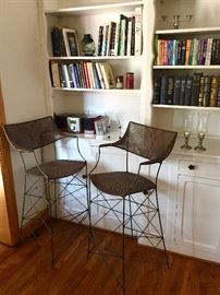 Wicker and iron bar chairs, JVC CD/Radio system
