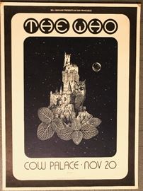 This poster, a first printing by renowned collage artist David Singer, was created for The Who's infamous opening date for the Quadrophenia tour in 1973.  It was in the middle of this concert that Keith Moon passed out on his drum kit more than once after taking too many tranquilizers and he could not continue.  Pete Townsend called out to the audience for a drummer and 19-year old Scott Halpin, from Iowa, heeded the call and joined the band onstage for three songs.  This is an authentic piece of memorabilia from the heyday of the 1960’s counterculture, having belonged to a devoted music fan and collector based in Philadelphia. 