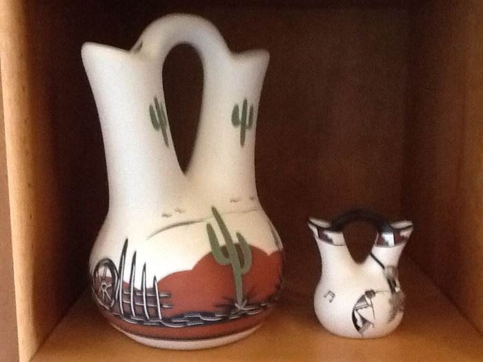Signed Native American Style Wedding Vases