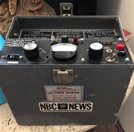 If you are a fan of old Auricon movie cameras here is the camera power supply that was popular with cameraman in the late 1960s.  FREZZOLINI INVERTER MODEL 100-D