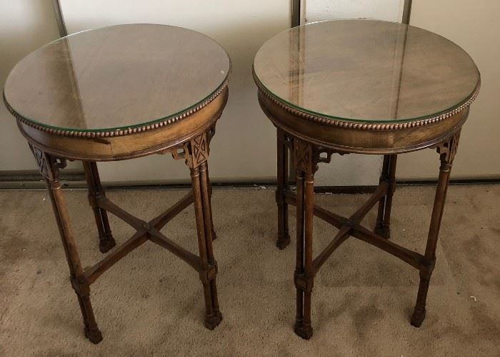 Vintage Glass Topped Side Tables