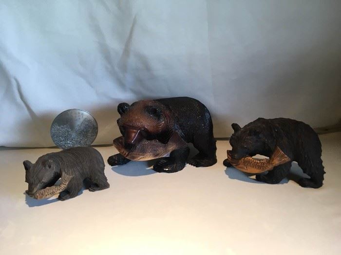 Hand-Carved Asian Bears