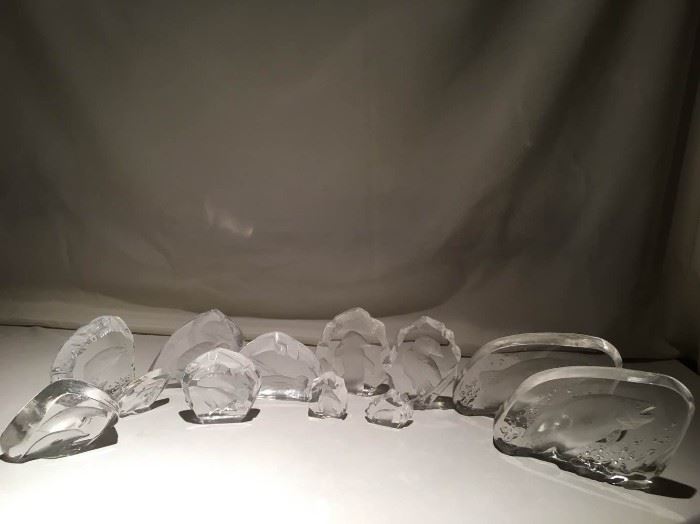 Mats Jonasson Etched Crystal Animals