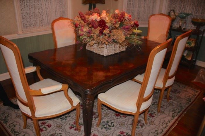 Parquet Dining Table (In great condition) and 6 Chairs