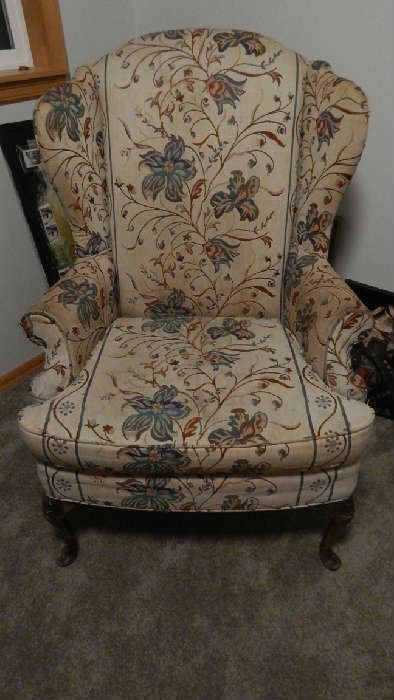 VINTAGE WING BACK CHAIR.
