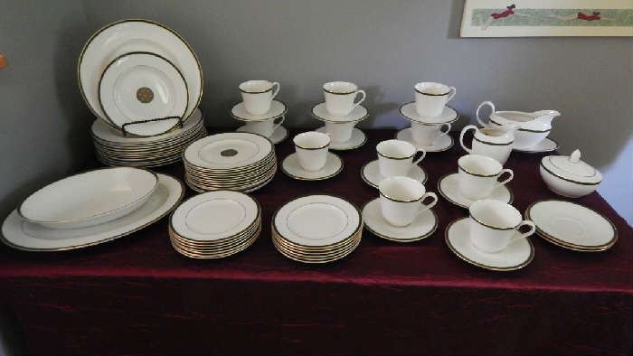 ROYAL DOULTON CHINA FROM ENGLAND, PATTERN OXFORD GREEN. SERVICE FOR 12 +. A MUST SEE!!