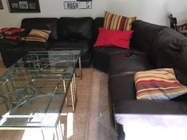 Dark Brown Leather Cindy Crawford Sectional