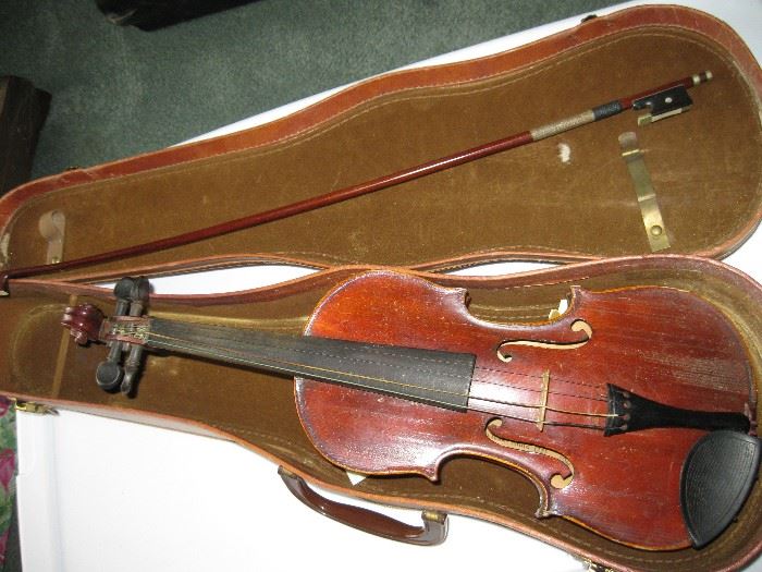 Small Violin, marked Strad with Bow and Case