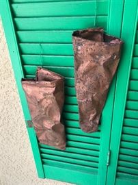 Copper hanging vases   $8 pair