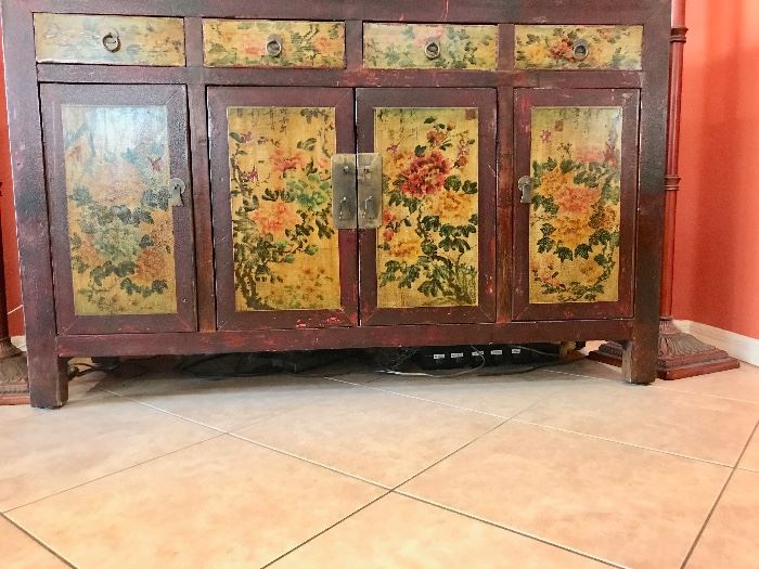 Antique Oriental cabinet $295 (62" wide x 19" deep x 39" high)