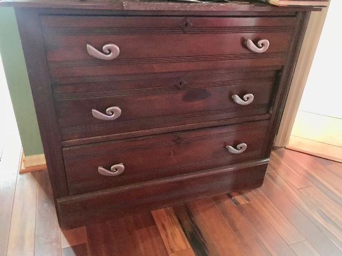 Dresser antique 3 -drawer Marble insert on top 39 1/2" W x 17" D x 32 3/4" $125