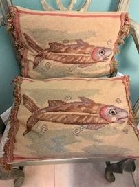 Embroidered so-special fish pillows $30 pair