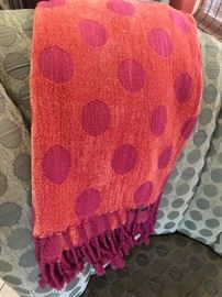 Red Polka Dotted throw $10