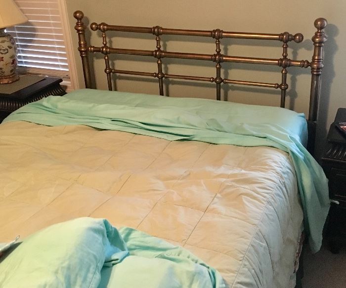 MID CENTURY MODERN BRASS/BRONZE COLORED WOOD HEADBOARD ONLY, BED IS NOT INCLUDED