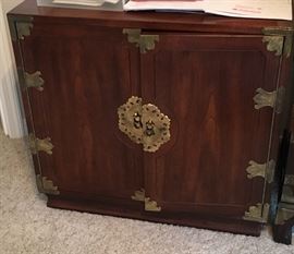 1 OF 2 BRASS FIXTURED WOOD CABINETS