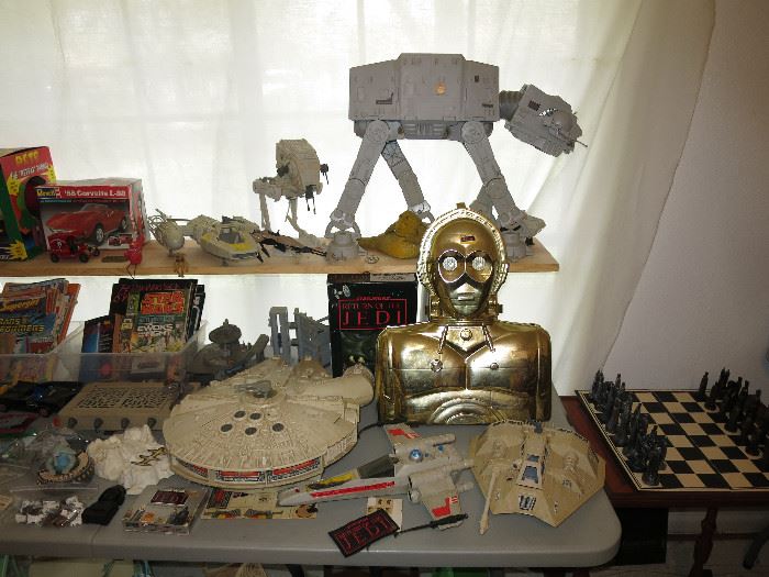 Vintage Star Wars Vehicles, C3PO Case With Figurines And More