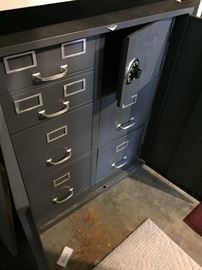 FILE CABINET W/  DOCUMENT STORAGE AND SMALL SAFE