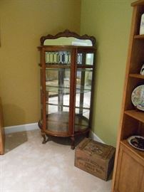 Mirrored bow front solid wood cabinet - Gabriel legs   Anheuser Busch wood box
