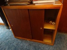Small wood cabinet w/ sheet music/ music books/ CD ...