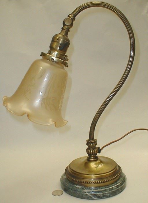 Vintage desk lamp on marble base
