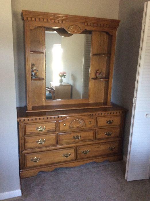 Country dresser with mirror.