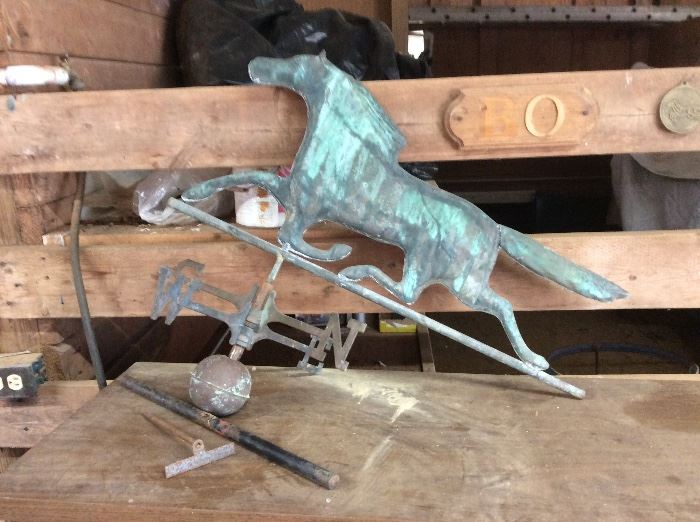 Vintage horse weathervane. Copper patina.  Just gorgeous.