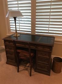 Desk, chair and lamp