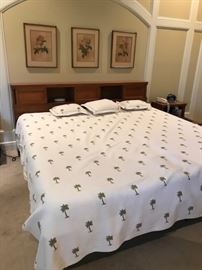 This king bed is dual adjustable.  Vintage storage headboard has matching furniture