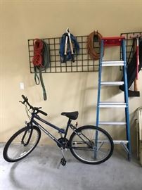 Bicycle, ladder and assorted other garage items