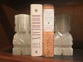 Large Onyx  bookends guarding the wine books!!