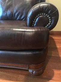 Detail on the leather sofa