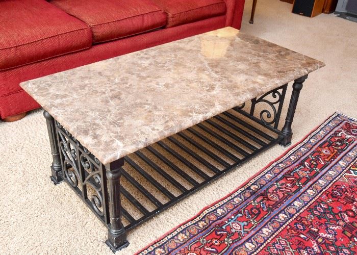 Marble Top Cocktail / Coffee Table with Iron Base