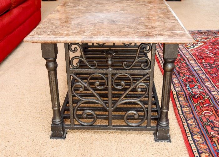 Marble Top Cocktail / Coffee Table with Iron Base