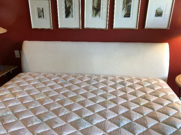 Wonderful linen wrapped king headboard asking $200 - measures 42" high  mattress included