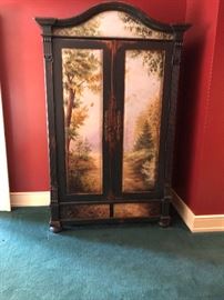 Handpainted armoire from Habersham.  Woodland motif, originally $4600 asking $400 - very useable interior
