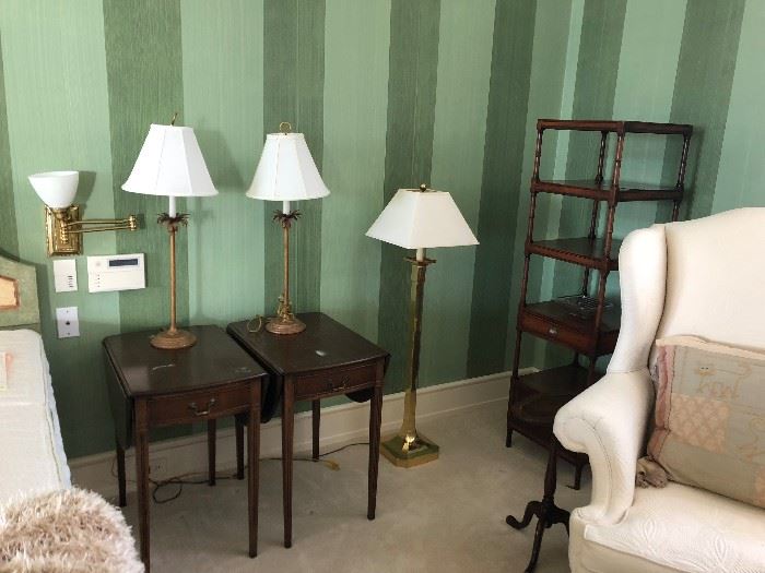 Waverly Home pair of gold candlestick table lamps  $160 for the pair  Brass floor lamp $140