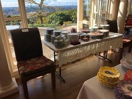 China sets for sale.  Upholstered Parsons dining chairs set of four for sale 