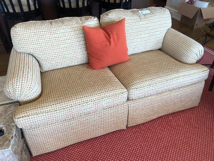 Custom Baker loveseat  with down wrapped cushions originally $200 asking $540 66"l x 35"d x 31"h