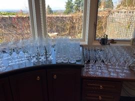 glassware including Baccarat and other fine crystal makers