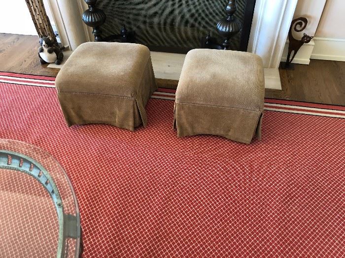pair of custom rolling ottomans asking $80 for the pair they measure 19.5 "sq x 14.5"h