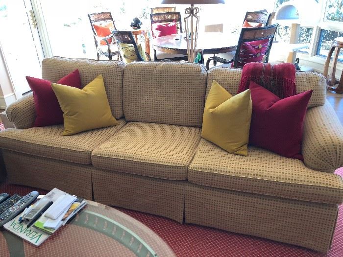 Custom sofa with down wrapped cushions by Baker Furniture  88"l x 35"d x 31"h originally $2000 asking $580