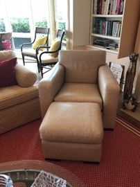 Donghia leather chair and ottoman