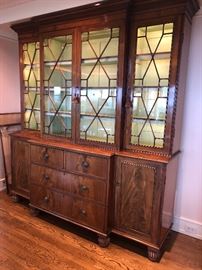 Gorgeous antique hutch with interior lighting on.
